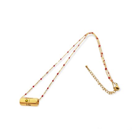 Necklace steel gold with hexagon love march3